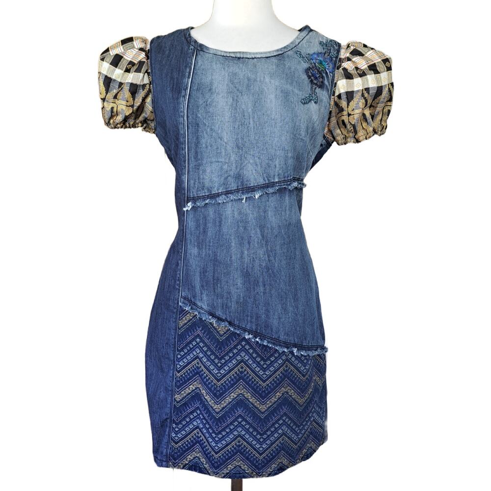 Desigual Upcycled Elda Denim Patchwork Dress Size… - image 5
